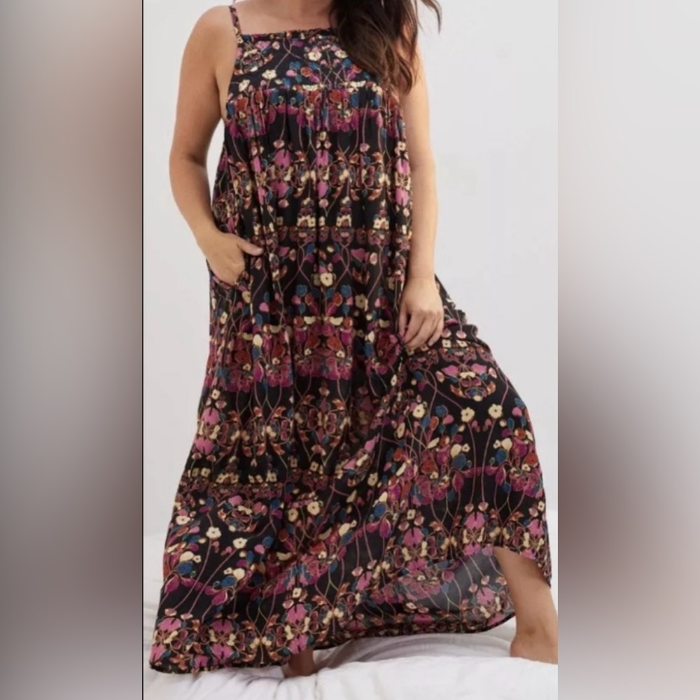 Anthropologie Quilted Floral Maxi Dress - Size S